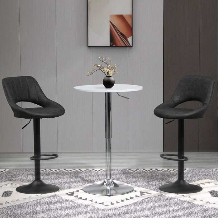 Tabouret de bar lot de 2 rotatif réglable en hauteur simili cuir structure métal gris 44 x 49 x 90-110 cm ORVRYN