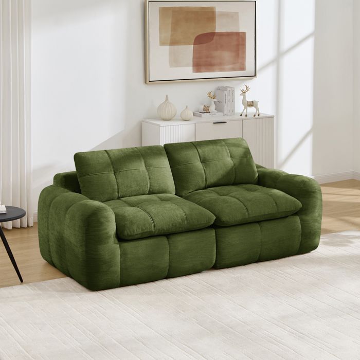 Canapé modulable Compressé dangle 2 places-Canapé lit convertible droit mousse haute densité 32D Vert