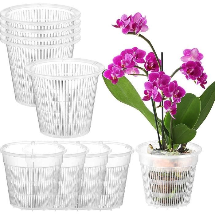 Youning Lot de 5 pots à orchidées, transparents, en plastique transparent, avec trous et