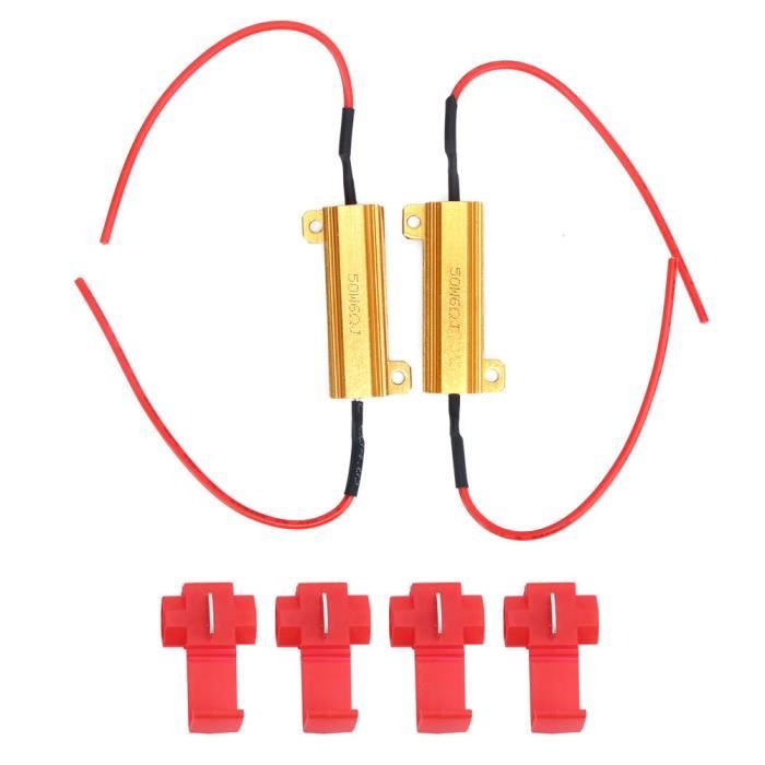Lot 2 Résistances LED 50W 8 Ohm - Décodeur Anti Hyper Flash - Compatible Ampoules LED