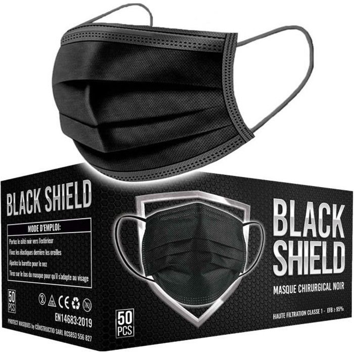 BLACK SHIELD - Certification CE - Masque chirurgical MEDICAL noir