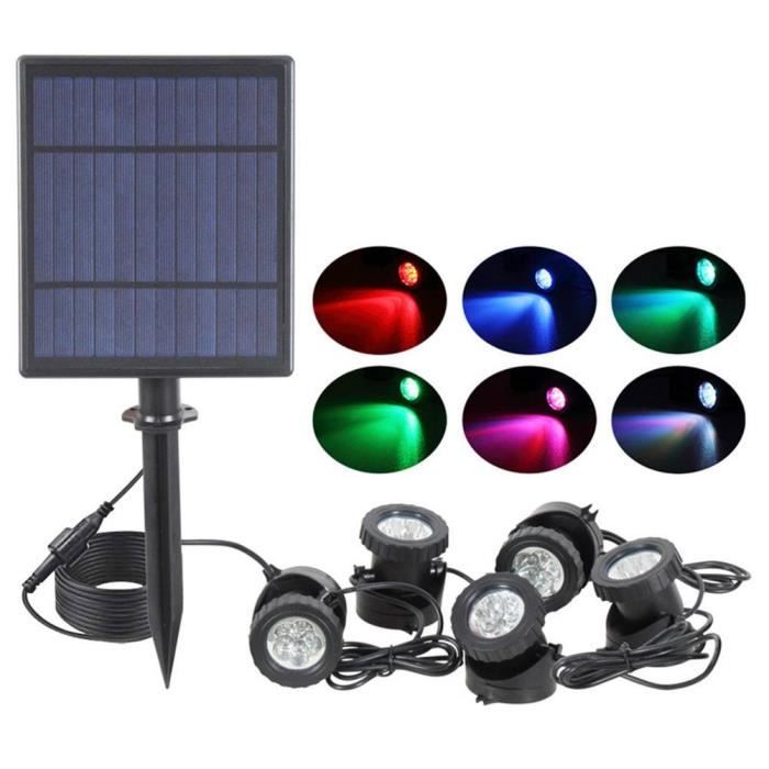 Set de 5 projecteurs de jardin solaires avec marche / arrêt automatique rotatif à 90 ° éclairage extérieur de bassin IP68 2 mode