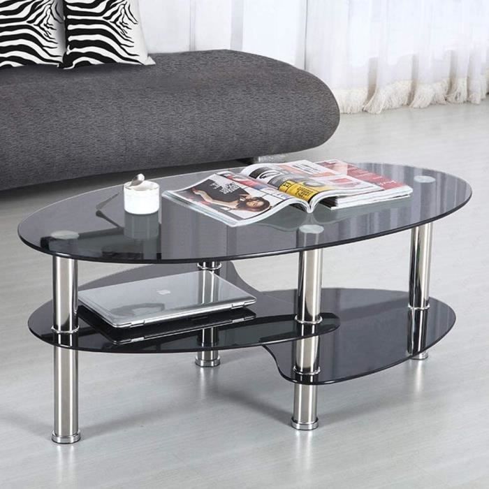Table Basse en Verre Table de Salon avec 3 Etagères en Verre Trempé 90x50x45cm pour Salle Salon Chambre (Noir) Table Basse en Verre Table de Salon avec 3 Etagères en Verre Trempé 90x50x45cm pour Salle Salon Chambre (Noir)