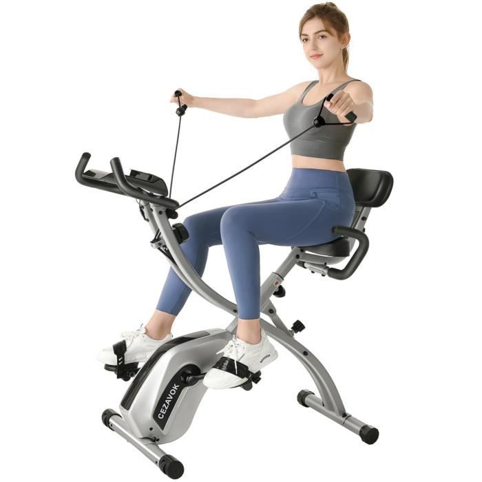Vélo d'appartement Pliable Dossier BIGZZIA, 8 Niveaux de Résistance