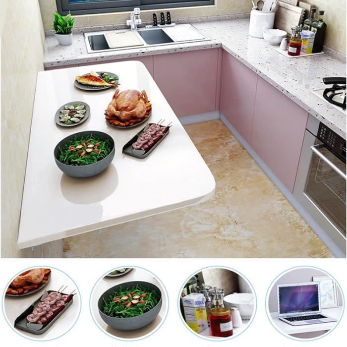 ELANCOOH Table Pliante à Abattant Mural Table à Manger Murale pour Petit Appartement Table pliante murale 80 x 50 cm,blanche