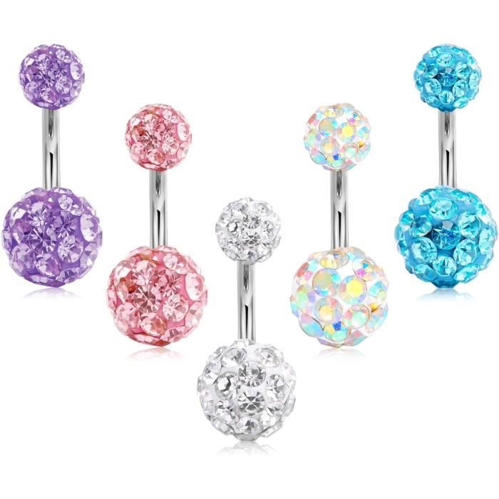Piercing Ombelico In Acciaio Chirurgico Con CZ - 14G, Lunghezze 6-14mm, Per Donna E Uomo - Foto 9