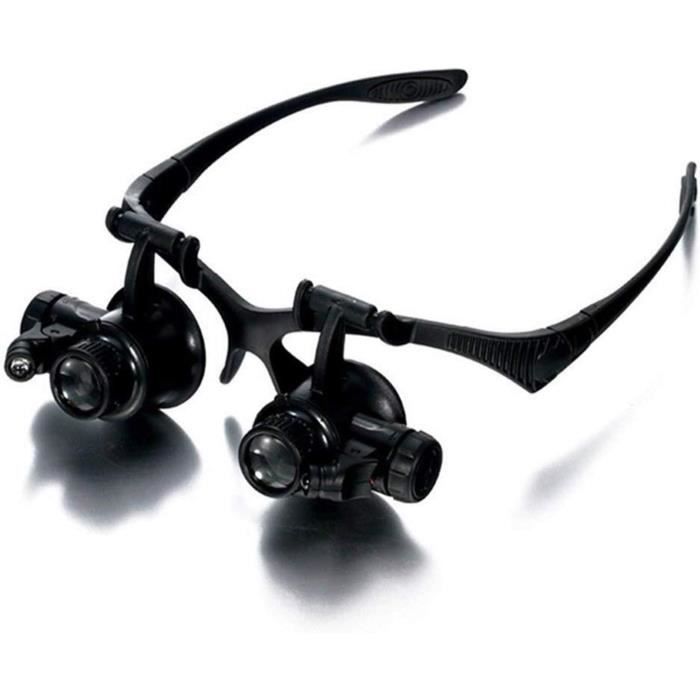 Lunettes Loupe LED – 3 Verres (1.5x, 2.5x, 3.5x) – Réparation, Lecture, Bijouterie – Piles Incluses