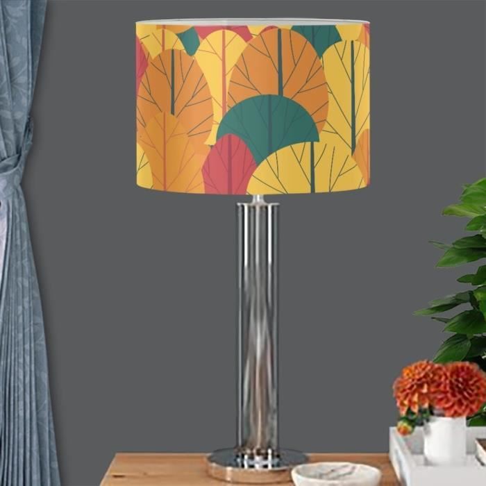 Abat-jour Tambour Vintage 30x20 Cm - Tissu Imprimé Fleurs, Structure Métal/bambou - Pour Lampe