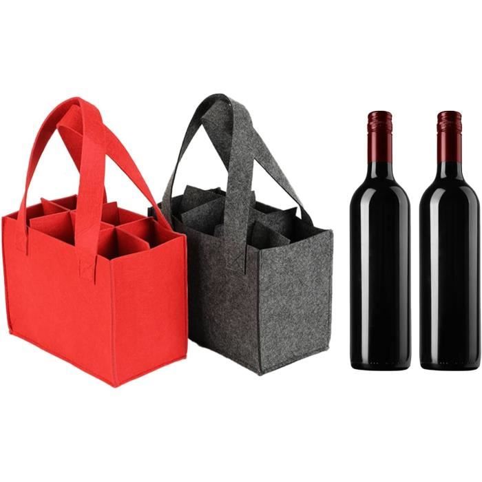 Sac Porte-bouteilles Pour 6 Bouteilles - Rangement Et Transport Vin, Champagne (noir + Gris) - 10