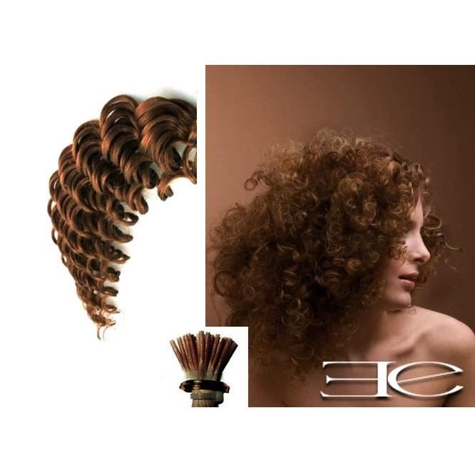 Extensions n°8 (châtain) cheveux frisées 100% naturels à froid 50 cm -  Quantity:80 m� - Cdiscount Au quotidien