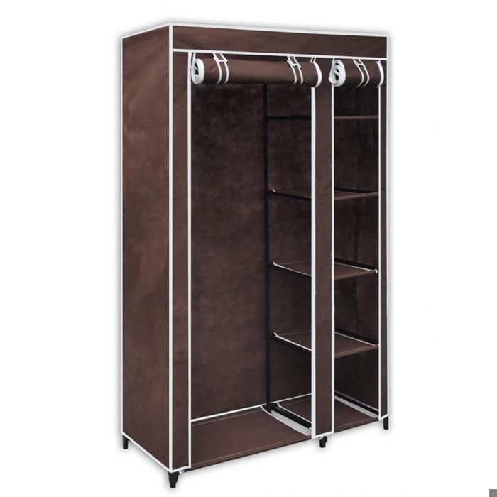 Armoires Penderie Etagere Tissu Marron Entree Chambre Camping