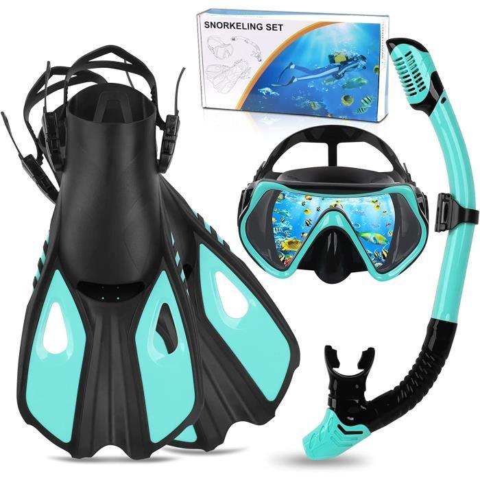 Masque De Plongée Et Tuba Sec Adulte - Vue Panoramique Anti-buée - Pour Snorkeling, Plage Et Sports Nautiques
