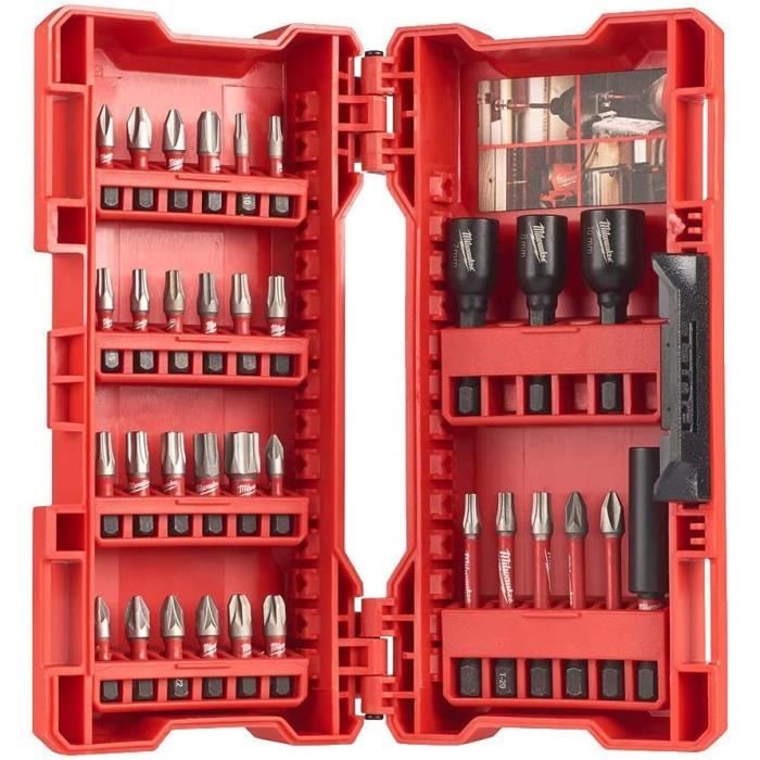 Coffret 33 Pièces Embouts Et Douilles Shockwave – Acier Allié – Boîte Rouge
