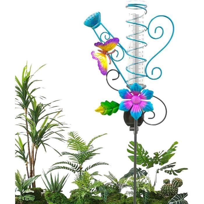 Pluviomètre Solaire Colibri 69 Cm – LED Blanc Chaud, Tube Verre 17,8 Cm – Décoration Jardin Extérieur Étanche Lumineuse – Mesure Précise Pluie !