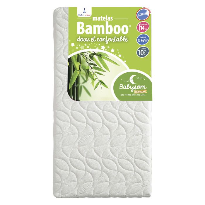 Babysom - Matelas Enfant/Bébé Bamboo - 70x140x14 c Babysom - Matelas Enfant/Bébé Bamboo - 70x140x14 c