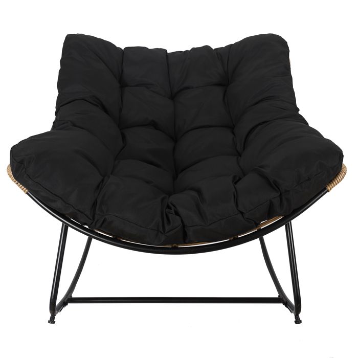 Fauteuil à Bascule - HOME DECO FACTORY - Tulum - Coussin - Marron et Noir