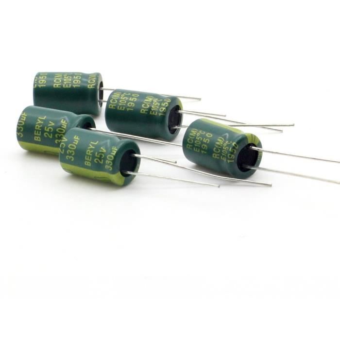 5 Condensateurs électrolytiques Elna 4500µF 25V 105°C - Radial 12,5x40mm - Réf. RJE-25V245AI9#Q