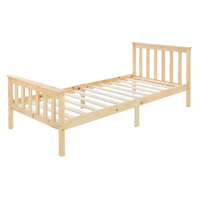 ML-Design Lit Simple 90x200 cm avec Cadre de Lit et Sommier à Lattes en Bois de Pin Massif Naturel avec Tête et Pieds de Lit Co ML-Design Lit Simple 90x200 cm avec Cadre de Lit et Sommier à Lattes en Bois de Pin Massif Naturel avec Tête et Pieds de Lit Co