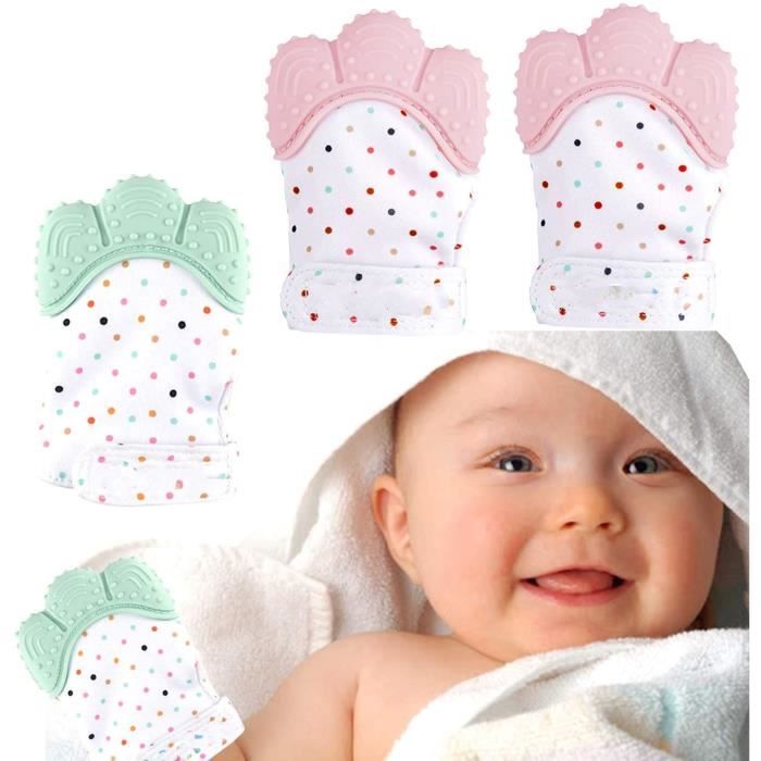 4 Pcs Mitaines De Dentition Pour Bebes Apaisante Pain Relief Age 3 12 Mois Proteger Bebe Rose Vert Cdiscount Puericulture Eveil Bebe