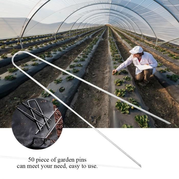 Lot De 50 Piquets De Membrane Anti-mauvaises Herbes + 50 Rondelles