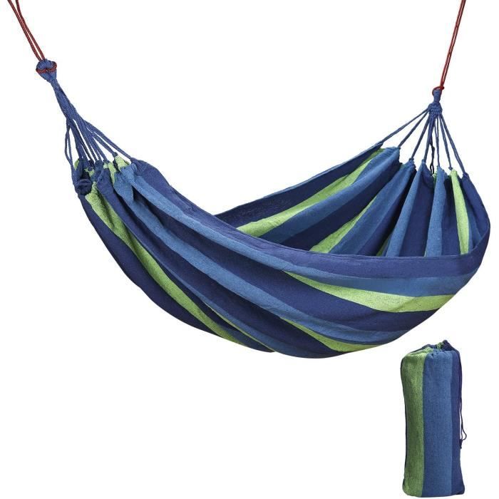 TecTake Hamac Double XXL avec Support 2 Personnes 2 Oreillers Extérieur Camping Suspendu 