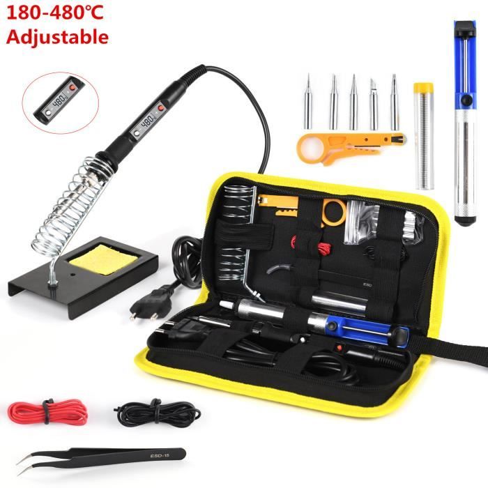 Kit Fer à Souder 90W LCD ILIBILIB - Température Réglable 180-500°C, 10 En 1 Pour Électronique, Bijoux Et Bricolage