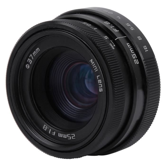 Garosa objectif 25 mm F1.8 Objectif Grand Angle 25mm F1.8 Mini CCTV Monture C pour Sony Nikon Canon DSLR (Noir)