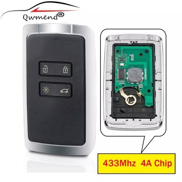 Taille -Remote clé télécommande intelligente, 434mhz, transpondeur Hitag AES 4A, pour voiture Renault Megane 4, Talisman, Espace 5