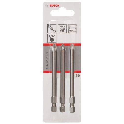 Set de 3 embouts de vissage Extra dur PH2 PZ2 T25TORX 89 mm BOSCH 2607001767 - vue 5
