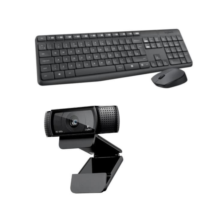 LOGITECH - Pack clavier souris sans fil MK235 + webcam high C920