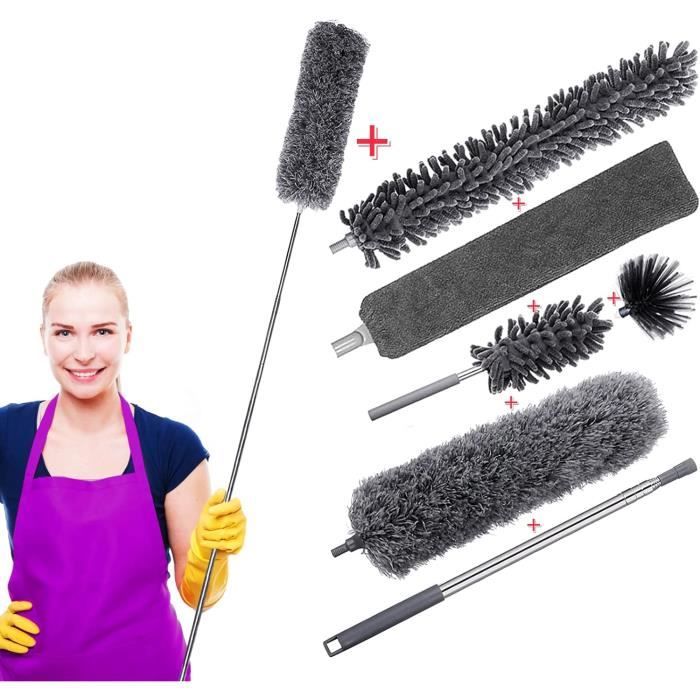 6 Pièces Plumeau Poussiere Telescopique - 25-256 Cm Tete De Loup