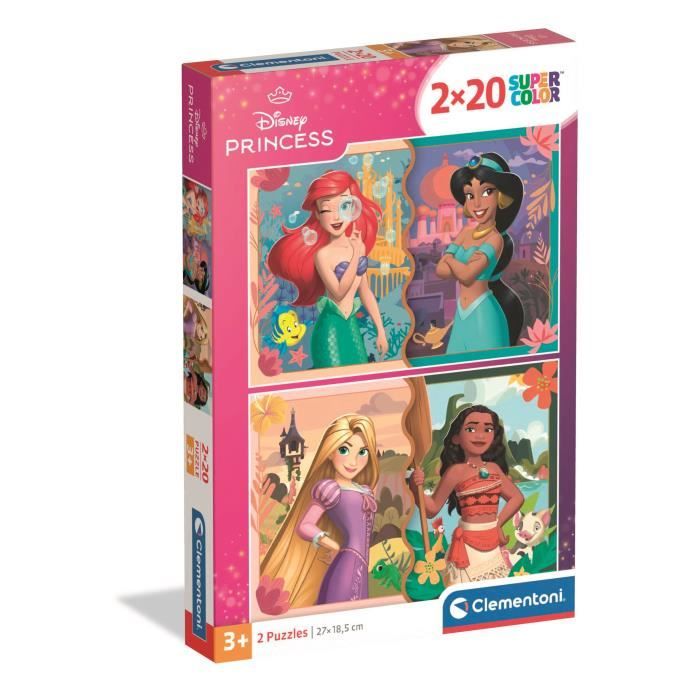 Clementoni Puzzle Enfant 2X20 Pièces Disney Princess Walt Disney Fabriqué en Italie 24092