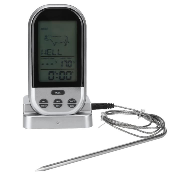 0-300℃ Thermomètre de cuisine avec sonde, Thermomètre et Minuteur Cuisine,  Thermomètre digitale a sonde pour viande,barbecue - Cdiscount Maison