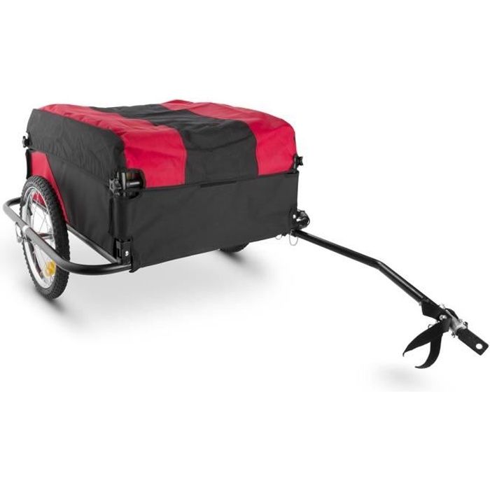Remorque de vélo DURAMAXX Mountee - 60 kg - Tige métal - noir-rouge