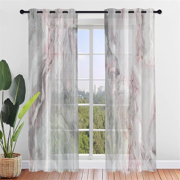 Rideaux Voilages HISENG - Lot De 2 - Motif Papillon 3D - 140x213cm - Semi-transparent