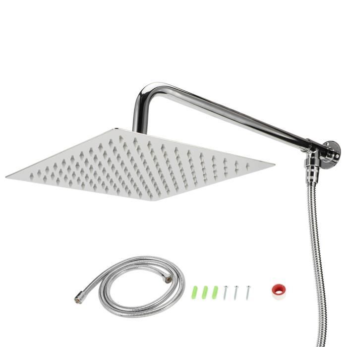 Tête De Douche Pluie Ronde En Plastique Chromé - 25 Cm - Installation Facile Pour Une Douche Cascade Relaxante