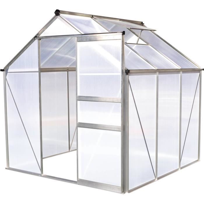 Serre polycarbonate Hortensia - HABITAT ET JARDIN - 3,6m² - Porte coulissante - Fenêtre d'aération