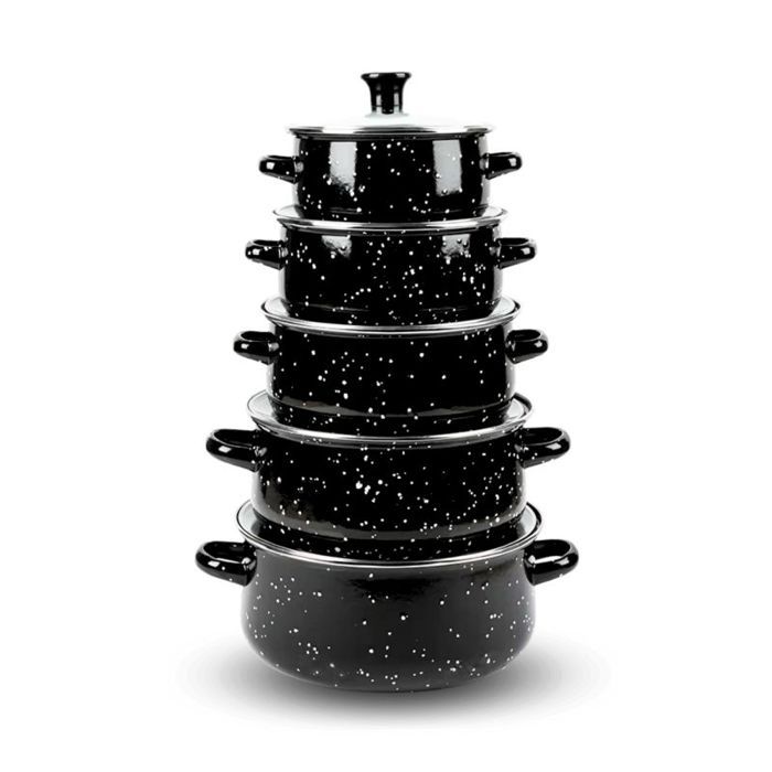 Ensemble 10 pieces marmites et cocottes de cuisine avec couvercle en verre Herzberg HG04128
