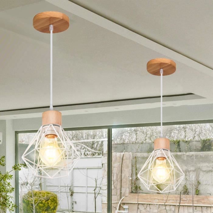 Suspension Luminaire, Éclairage Intérieur, Abat-jour Tambour, Bois, Douille E27, Naturel, Lampe Plafond Suspendue en Bois Style Rustique Ferme,D43CM x | Leroy Merlin