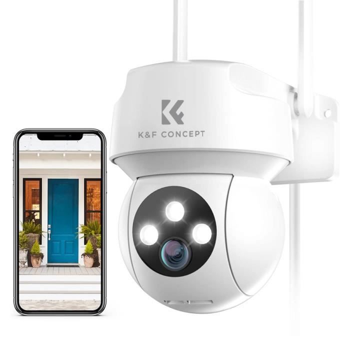 Caméra de Surveillance Extérieure Filaire 2K 3MP Caméra IP 2,4GHz WiFi Caméra de Sécurité avec Suivi Automatique