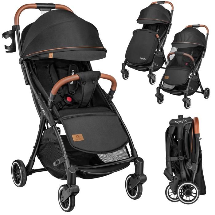 Poussette canne LIONELO Julie One jusqu'à 22 Kg, système légère & pliable,  inclu accessoires - Noir - Cdiscount Puériculture & Eveil bébé