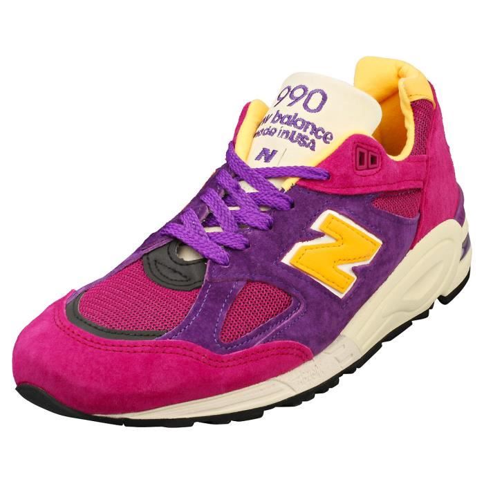Baskets New Balance 990 MADE IN USA Homme Violet Daim et Textile Lacets Violet Cdiscount Chaussures