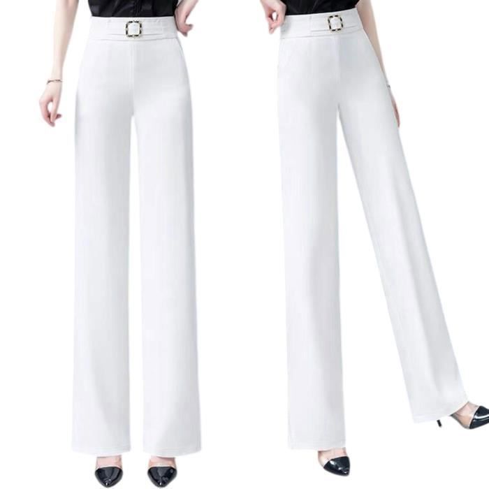 Pantalon Femme GAP Jambes Larges - Taille 8, Longueur 28, Coton Beige, Occasion Très Bon état