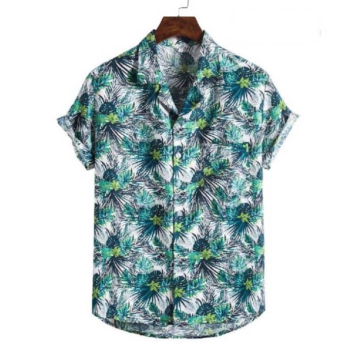 Chemise Hawaïenne Homme Manches Courtes - Motif Perroquet, Polyester Léger, Col écarté, Style Plage Rétro - 5