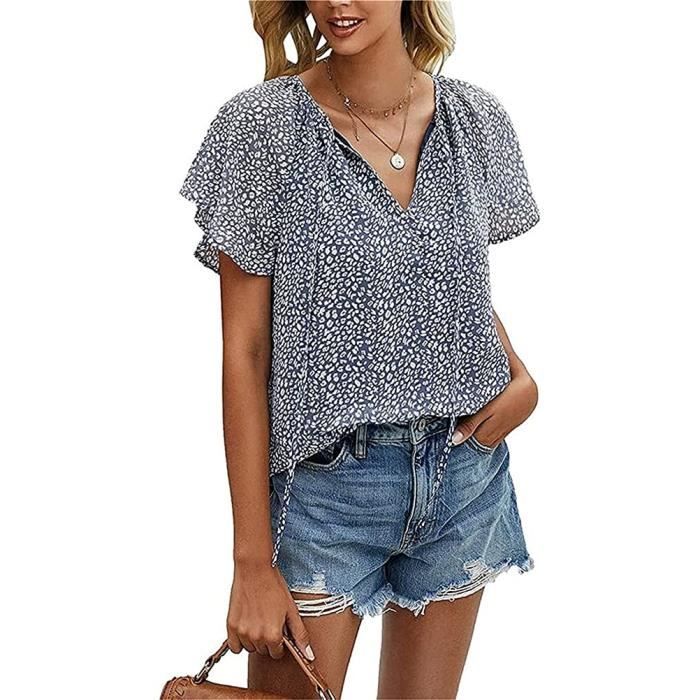 Chemisier Femme Chic Et Élégant Manches 3/4 Col V Blouse Tee