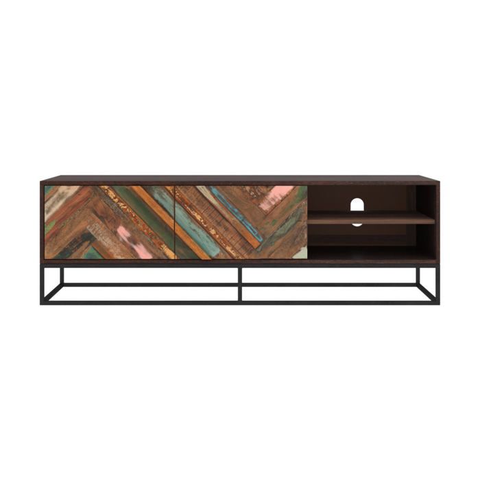 Meuble TV en bois dacacia et bois recyclé 145 cm - Krabi - Maison Pavane