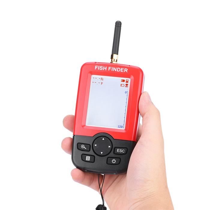 Sonar portable sans fil avec sonde de 40 m, alarme de profondeur et grand écran LCD pour la pêche en mer, la pêche sur glace