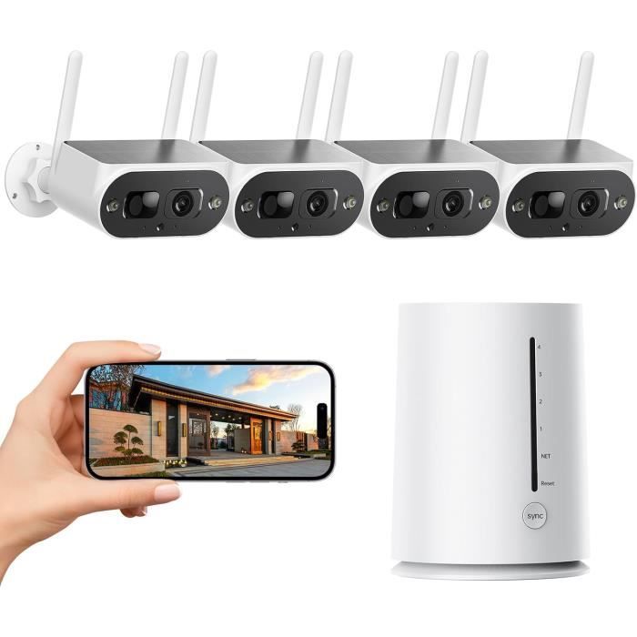 2.5K Caméra Surveillance Exterieure Sans Fil Solaire, Système De Caméra ...
