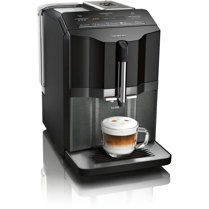 Machine à espresso Auto SIEMENS EQ.300 TI355209RW - Inox foncé et noir lustré - 1300 W - 15 bars - 5