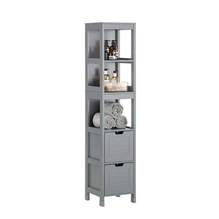 meuble colonne salle de bain frg126-sg sobuy armoire haute – 4 étagères et 2 tiroirs